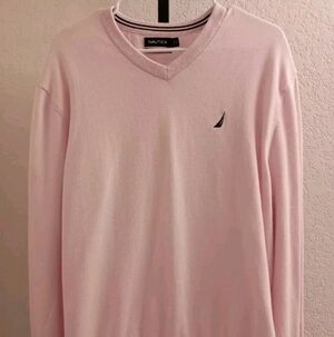 Nautica Men's Light Pink Pullover V-Neck Sweater XL